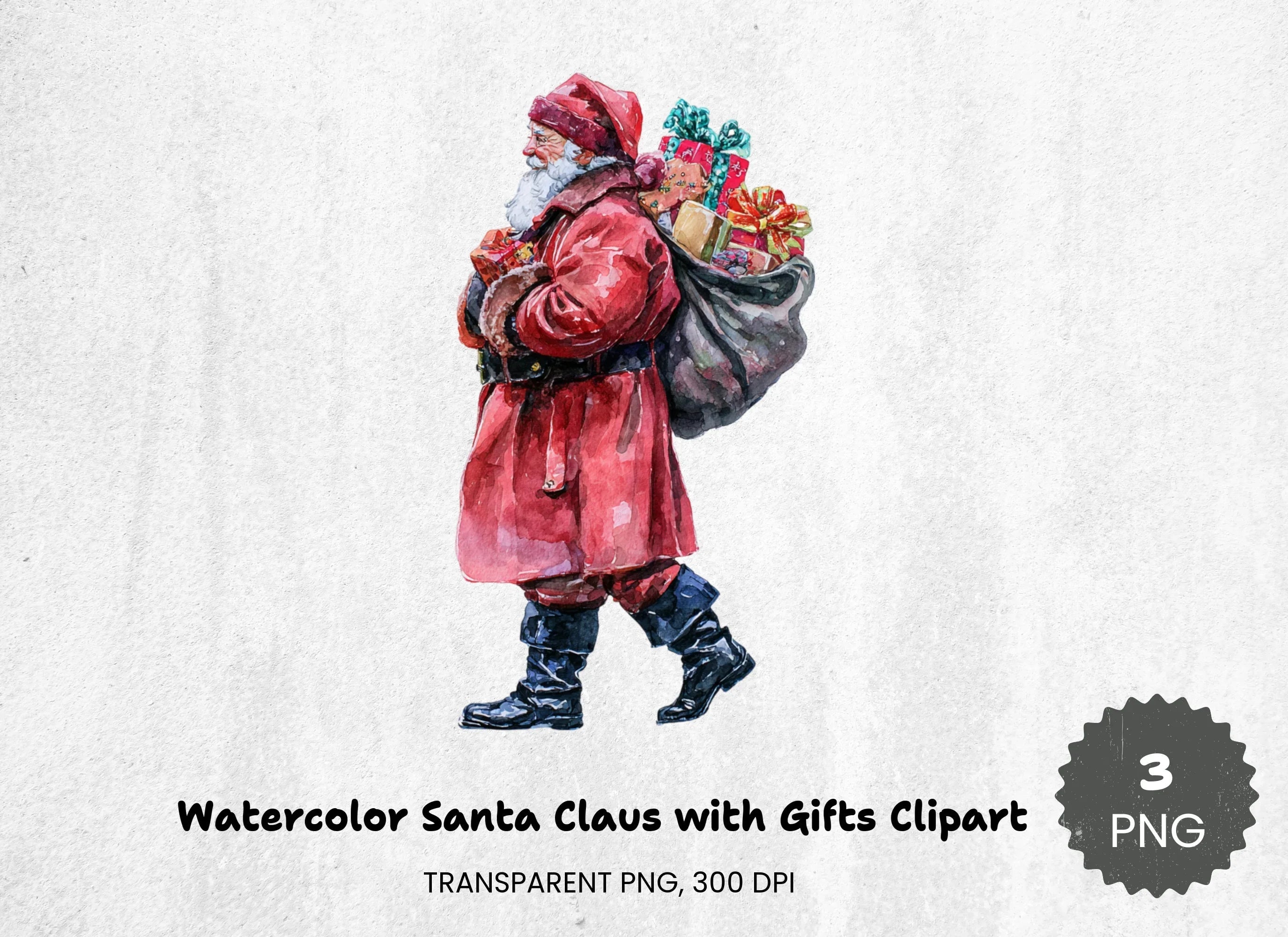 Santa Claus with Gifts Clipart Bundle - CraftNest - Digital Crafting and Art