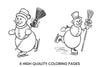 Broom Wielding Snowman Ice Skating Fun Coloring Books