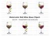 Red Wine Glasses Clipart Bundle