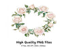 Elegant Blush Rose Wreath Clipart Bundle