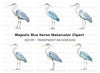 Elegant Grey Heron Bird Clipart Bundle