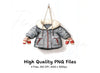 Children's Winter Coat and Mittens Clipart Bundle