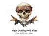 Pirate Skull with Bandana and Ropes Clipart Bundle