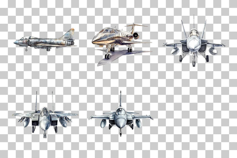 Vintage Fighter Jet Aircraft Clipart Bundle - CraftNest - Digital Crafting and Art