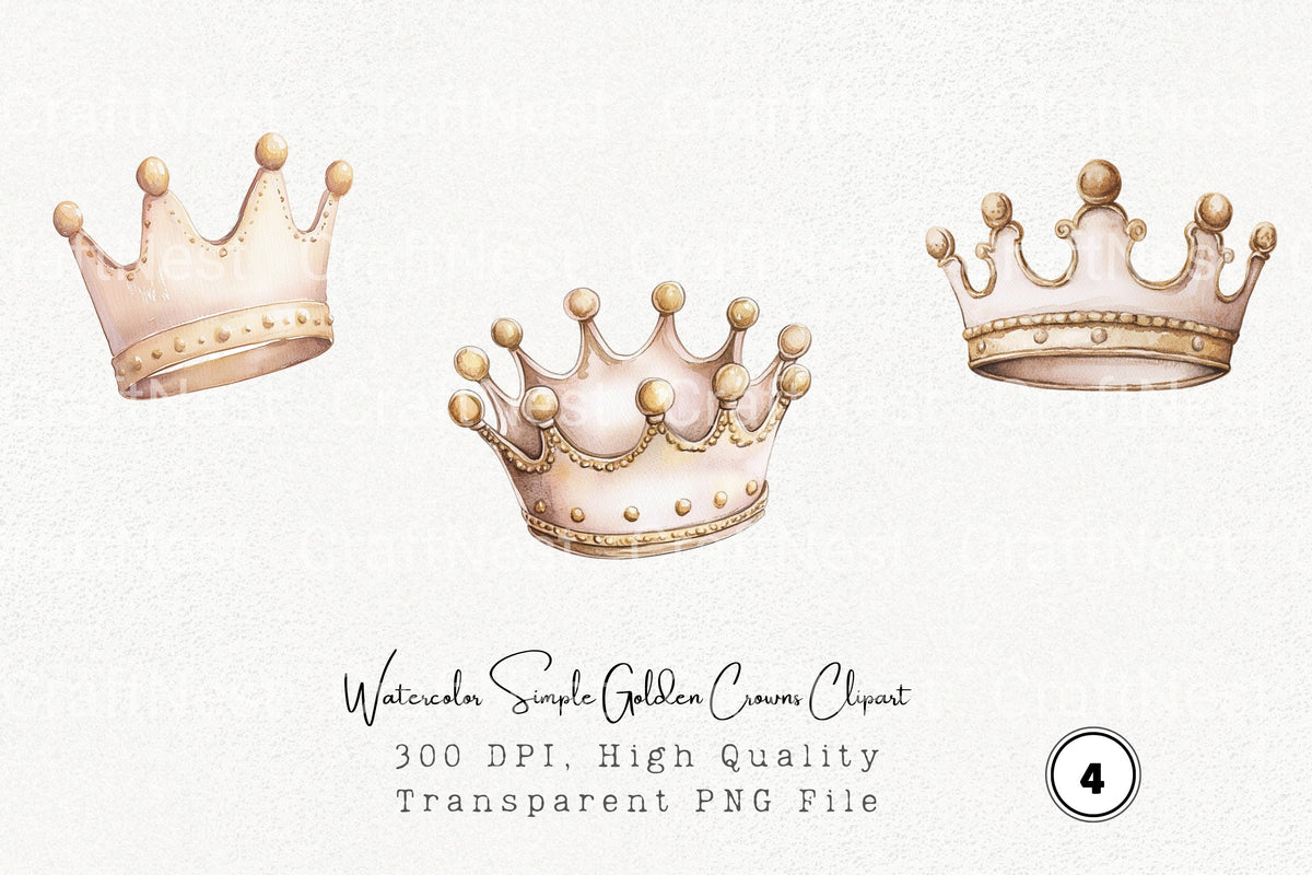 Simple Golden Crowns Clipart Bundle