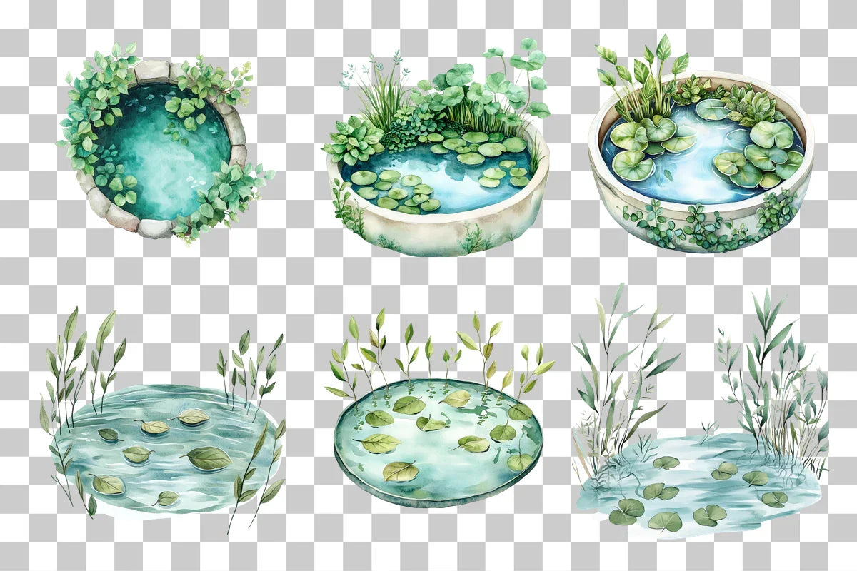 Garden Pond Nature Scene Clipart Bundle - CraftNest - Digital Crafting and Art