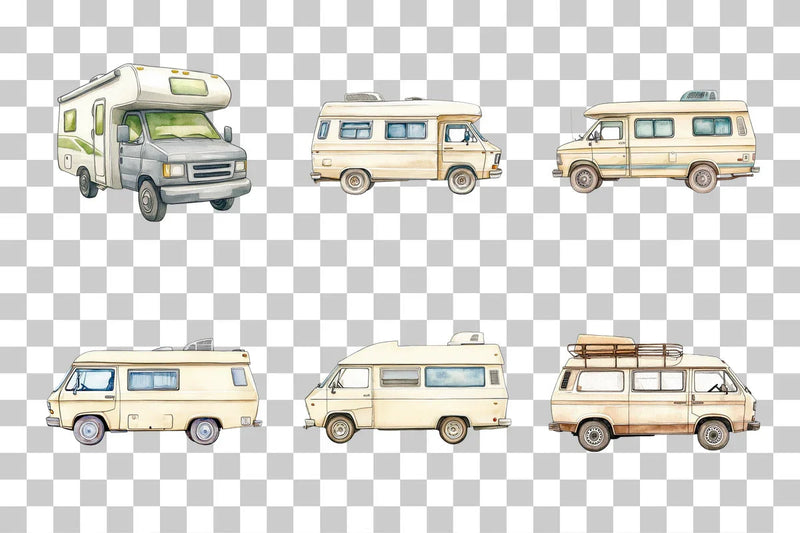 Camper Van RV in Nature Clipart Bundle - CraftNest - Digital Crafting and Art