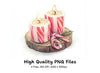 Candy Cane Christmas Candles Clipart Bundle