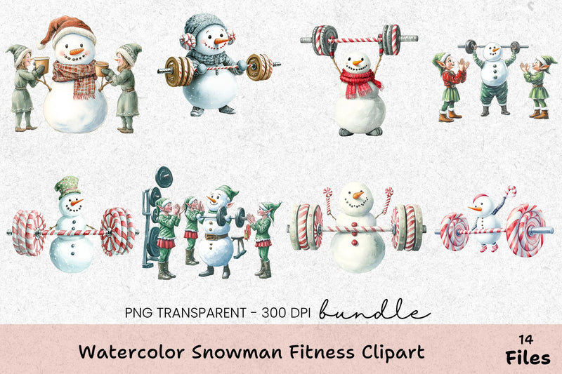 Snowman Fitness Clipart Bundle - CraftNest - Digital Crafting and Art