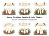Christmas Candles and Banners Clipart Bundle