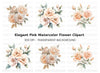 Elegant Peach Rose Clipart Bundle