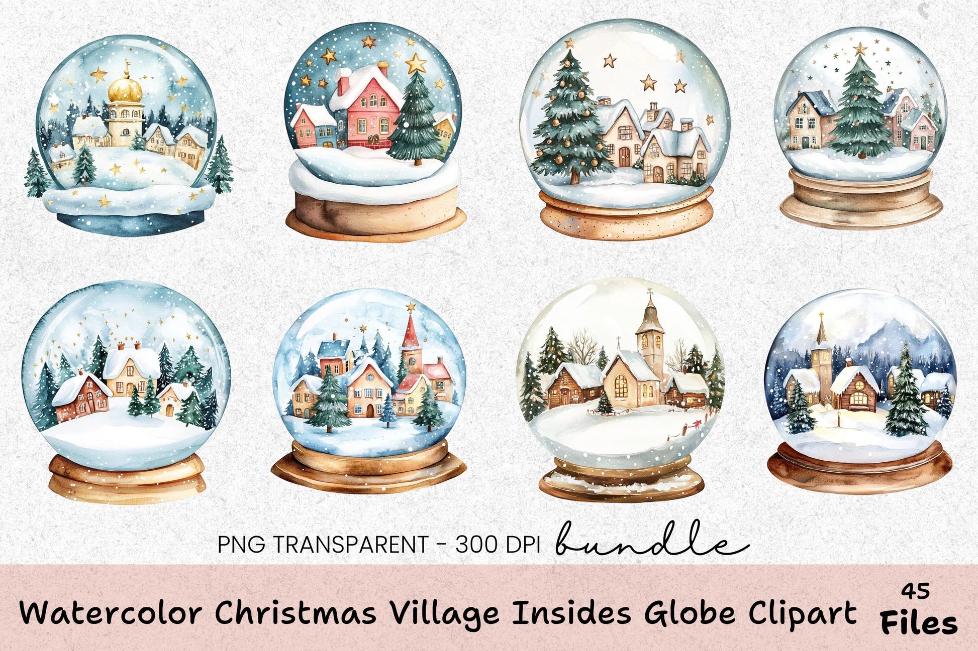 Christmas Village Globe Clipart Bundle - CraftNest - Digital Crafting and Art