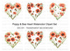 Poppy and Bee Heart Clipart Bundle