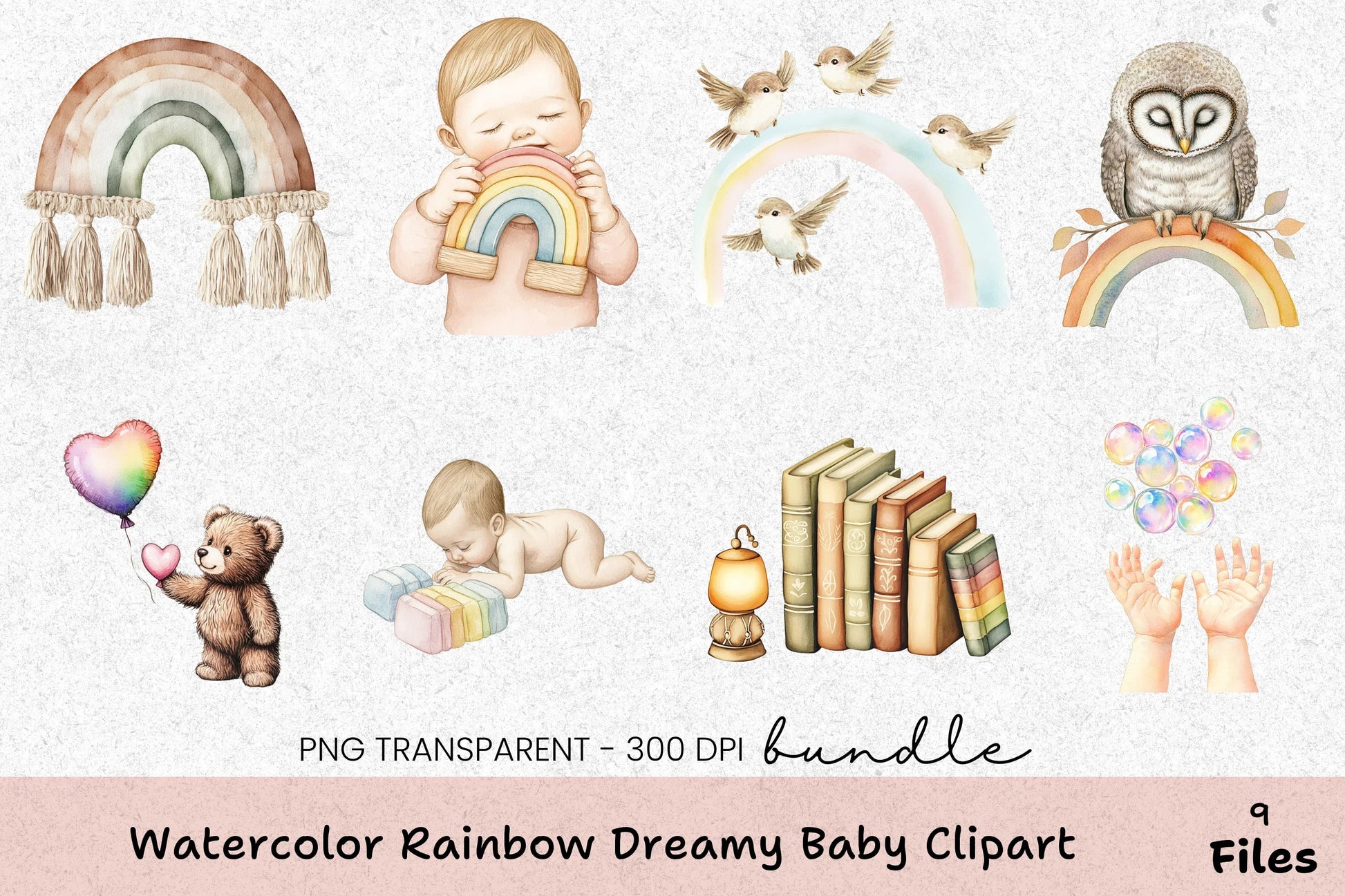 Rainbow Dreamy Baby Clipart Bundle - CraftNest - Digital Crafting and Art