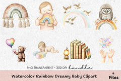 Rainbow Dreamy Baby Clipart Bundle - CraftNest - Digital Crafting and Art