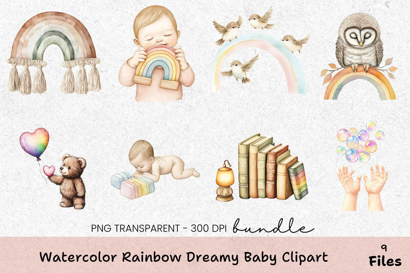Rainbow Dreamy Baby Clipart Bundle - CraftNest - Digital Crafting and Art