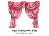 Pink Rose Draped Curtain Clipart Bundle