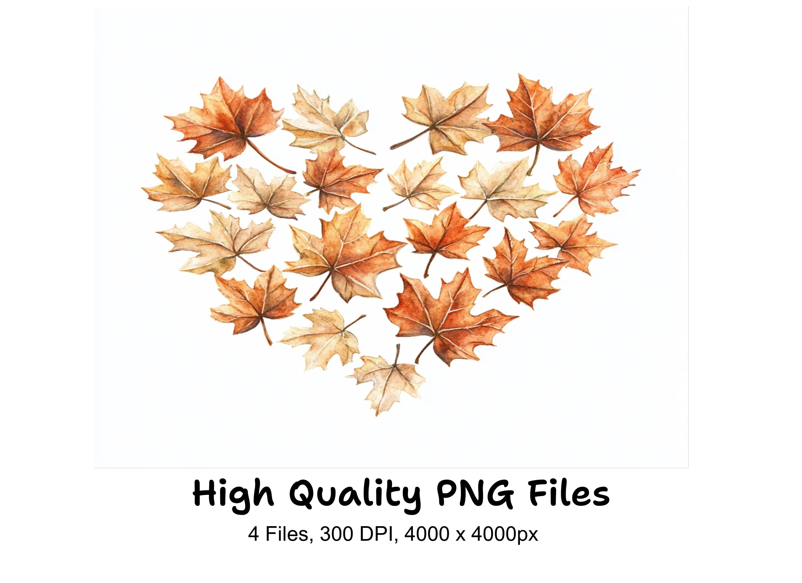 Autumn Maple Leaf Heart Clipart Bundle