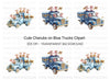 Cute Cherubs on Blue Trucks Clipart Bundle