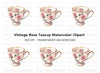 Pink Rose Teacup Clipart Bundle