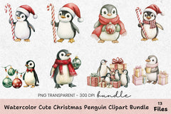 Cute Christmas Penguin Clipart Bundle - CraftNest - Digital Crafting and Art
