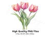 Pink Tulip Bouquets Clipart Bundle