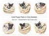 Adorable Puppy Pairs in Cozy Baskets Clipart Bundle