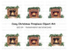 Cozy Christmas Fireplace Clipart Bundle