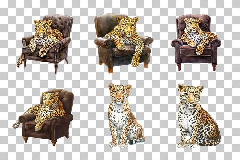 Leopard on Armchair Clipart Bundle - CraftNest - Digital Crafting and Art