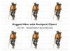 Bearded Hiker with Staff Clipart Bundle