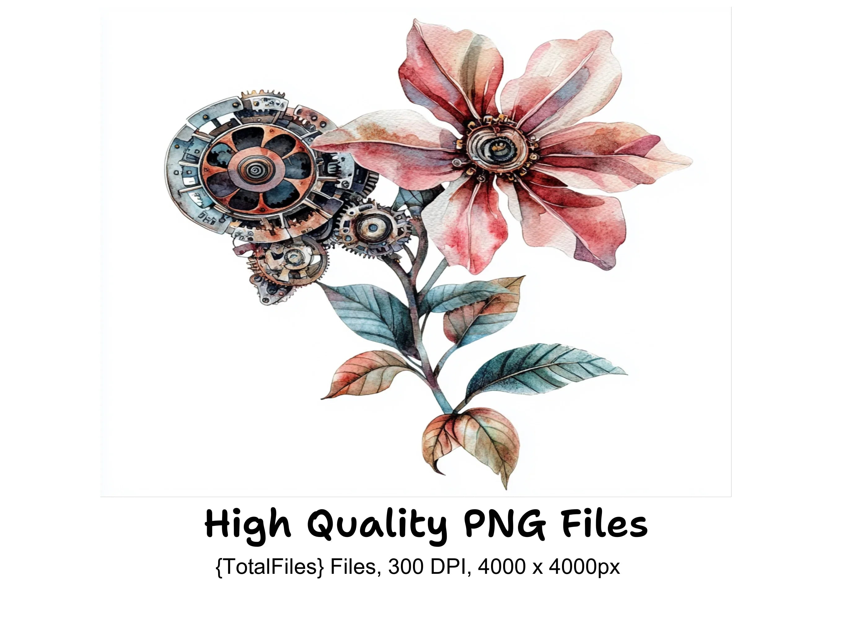 Steampunk Floral Clipart Bundle