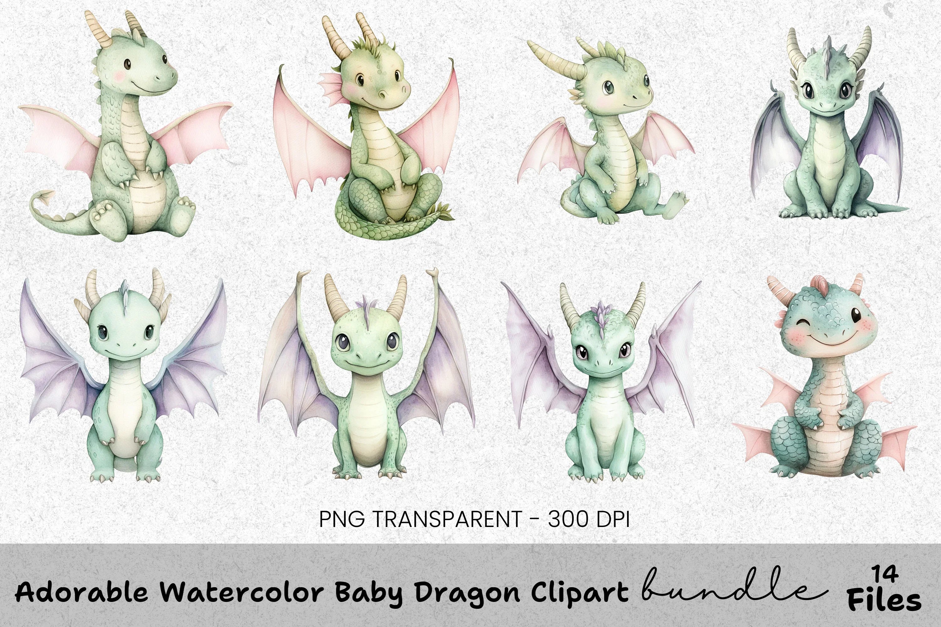 Adorable Baby Dragon Clipart Bundle