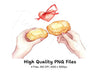Hands Holding Biscuits with Ribbons Clipart Bundle