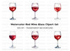 Red Wine Glasses Clipart Bundle