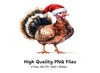 Festive Turkey in Santa Hat Clipart Bundle