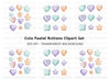 Assorted Pastel Heart and Star Buttons Clipart Bundle