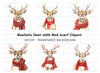 Festive Reindeer with Red Scarves Clipart Bundle