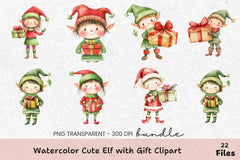 Cute Elf with Gift Clipart Bundle - CraftNest - Digital Crafting and Art
