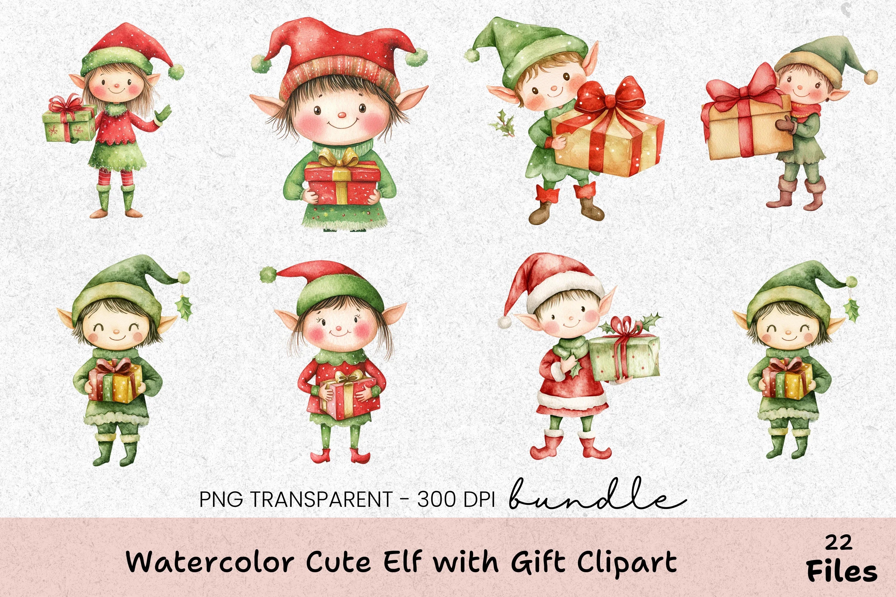 Cute Elf with Gift Clipart Bundle - CraftNest - Digital Crafting and Art