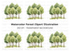 Green Trees Forest Clipart Bundle