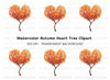 Heart Shaped Autumn Tree Clipart Bundle