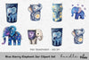 Blue Starry Elephant Jar Clipart Bundle