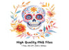 Floral Sugar Skull Clipart Bundle