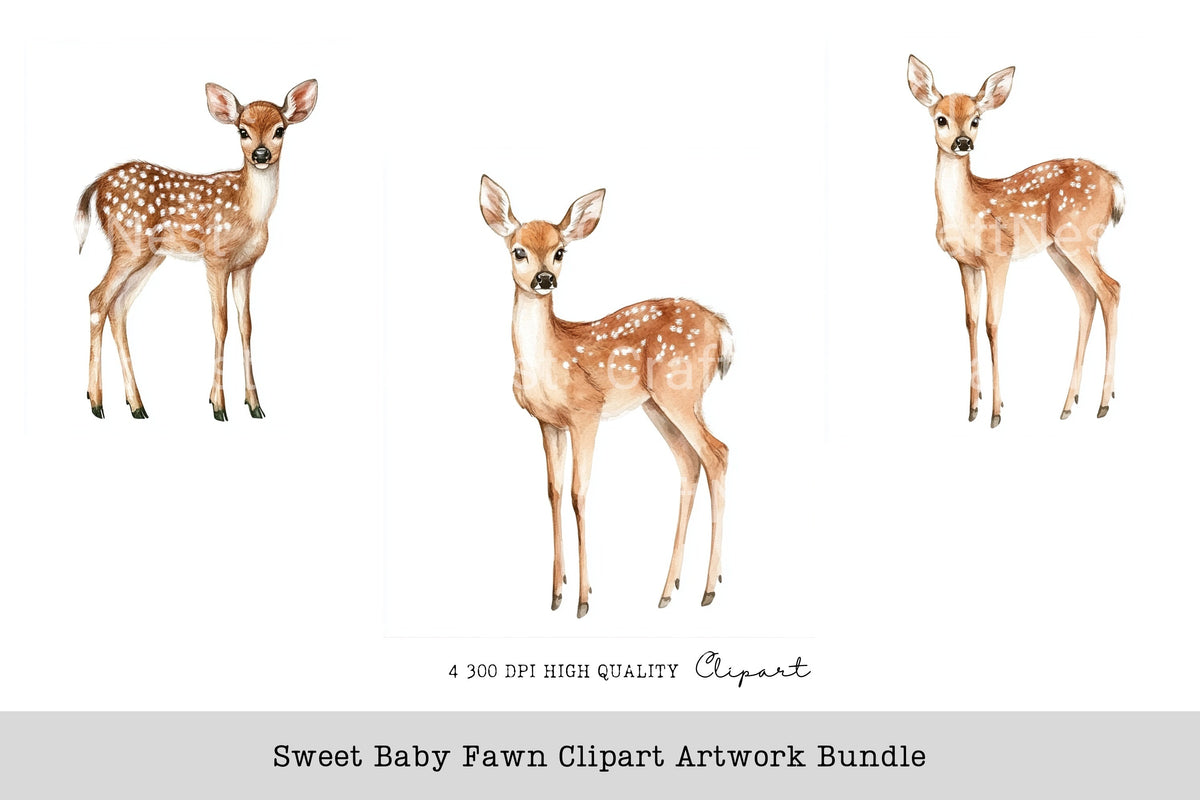 Sweet Baby Fawn Artwork Clipart Bundle