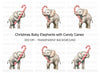 Christmas Elephant with Candy Cane Clipart Bundle