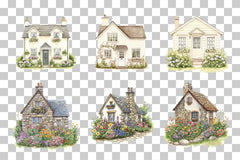 Country Cottage Garden House Clipart Bundle - CraftNest - Digital Crafting and Art