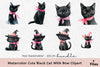 Cute Black Cat with Bow Clipart Bundle