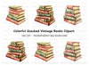 Colorful Antique Book Piles Clipart Bundle