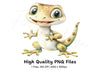 Happy Gecko Lizard Cartoon Clipart Bundle