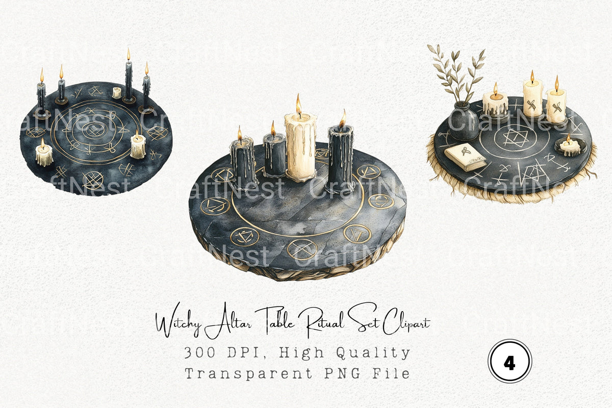 Witchy Altar Table Ritual Clipart Bundle